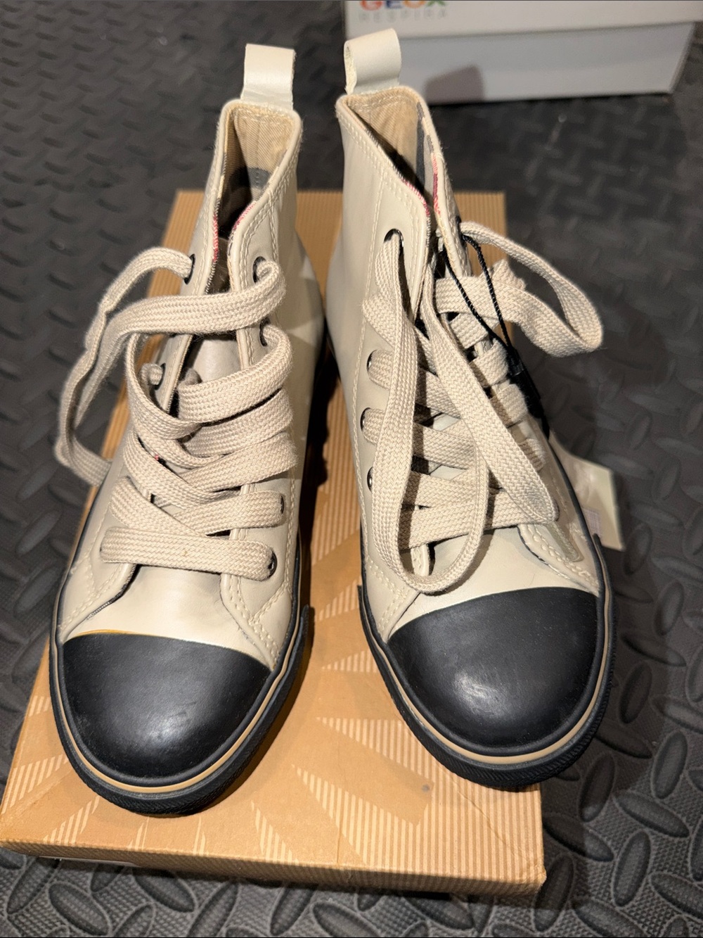 Burberry Pink and Black High-Top Sneakers